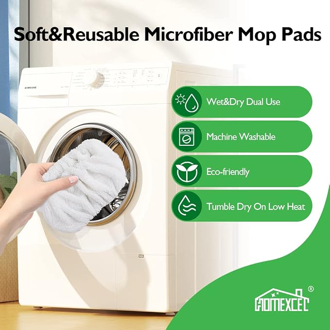 HOMEXCEL Reusable Microfiber Mop Pads Compatible - Image 5