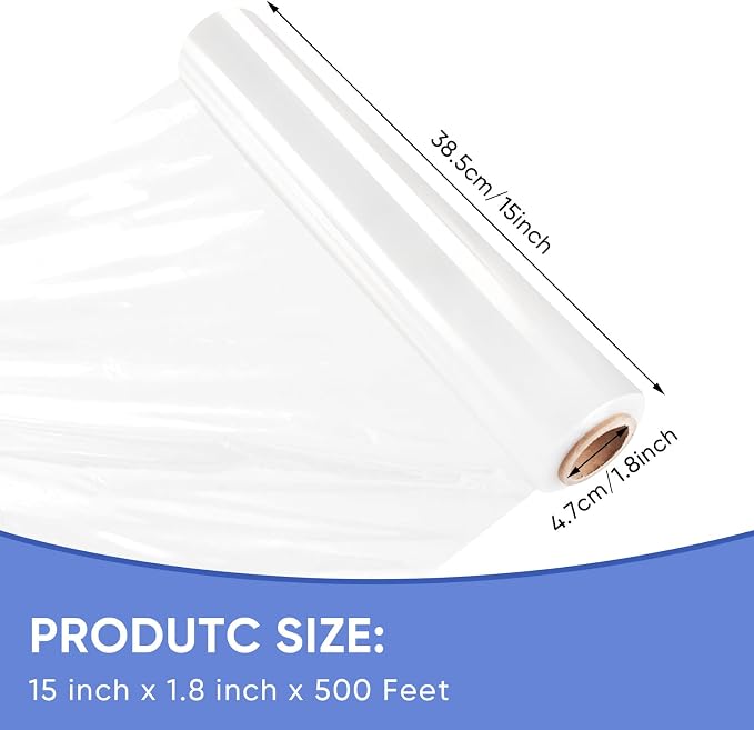 AISEY Stretch Wrap Roll Heavy Duty Plastic Moving Wrap 15" X 500FT - Image 2