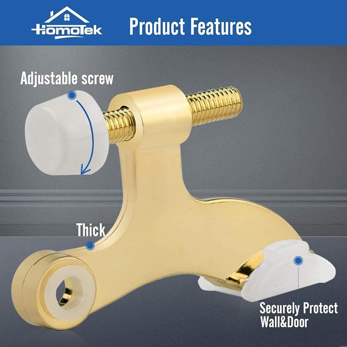 HOMOTEK 48 Pack Hinge Pin Bright Brass Door Stopper, Adjustable Deluxe Heavy - Image 2