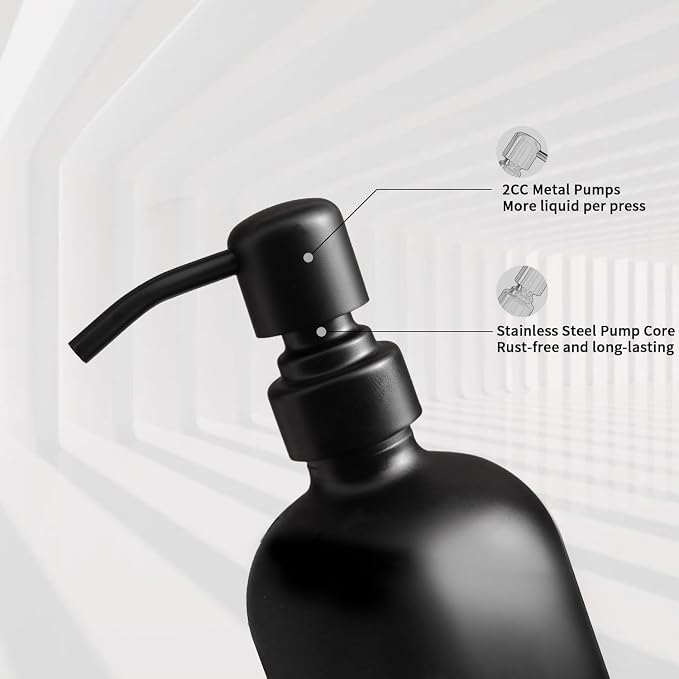 Prus Waso Matte Black Soap Dispenser Set | Kitchen Soap Dispenser Set - Image 5