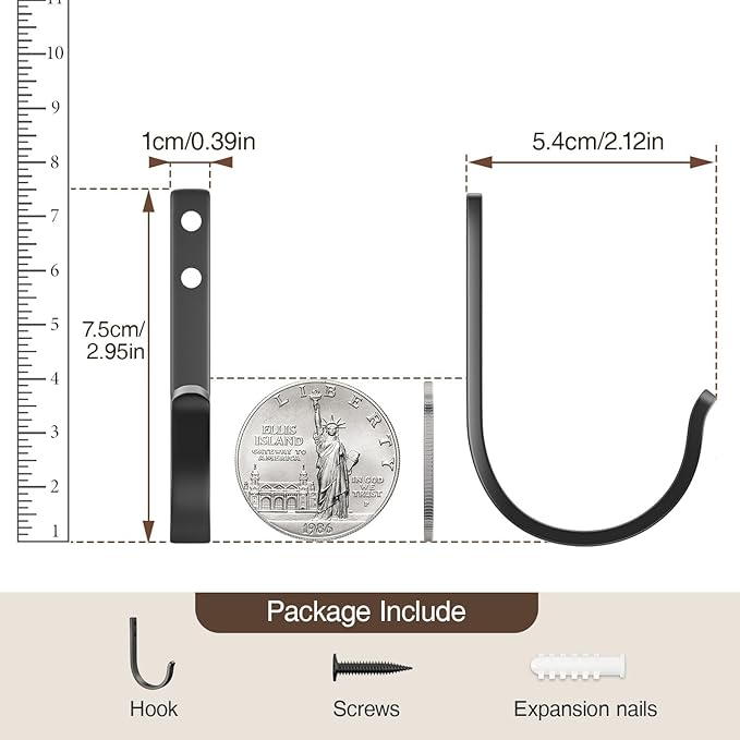 20-Pack Door Hooks for Coat and Towel Black | Screw in Metal Hanger Wall Mount - Image 5