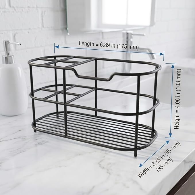 Bathway Toothbrush Holder for Bathroom, 6.9"L x 3.4"W x 4"H, Matte Black - Image 7