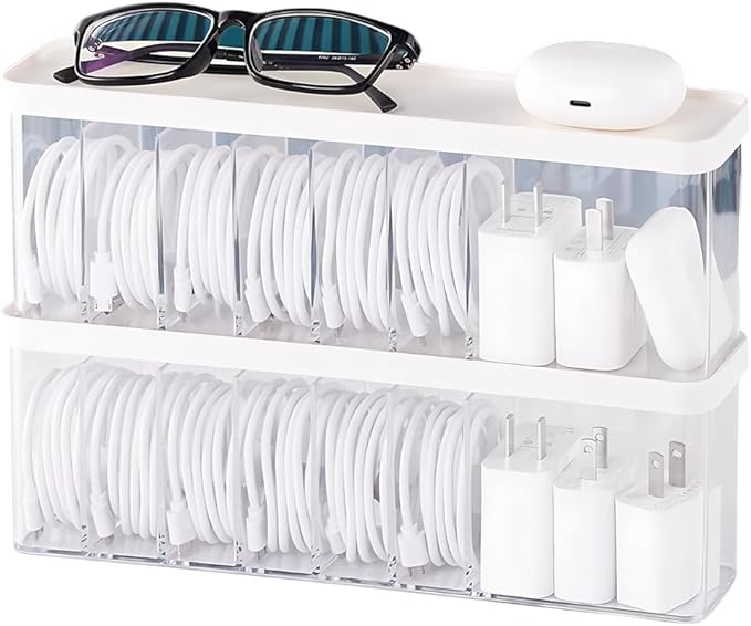Charger Cable Cord Storage Organizer Box by Nkocvew