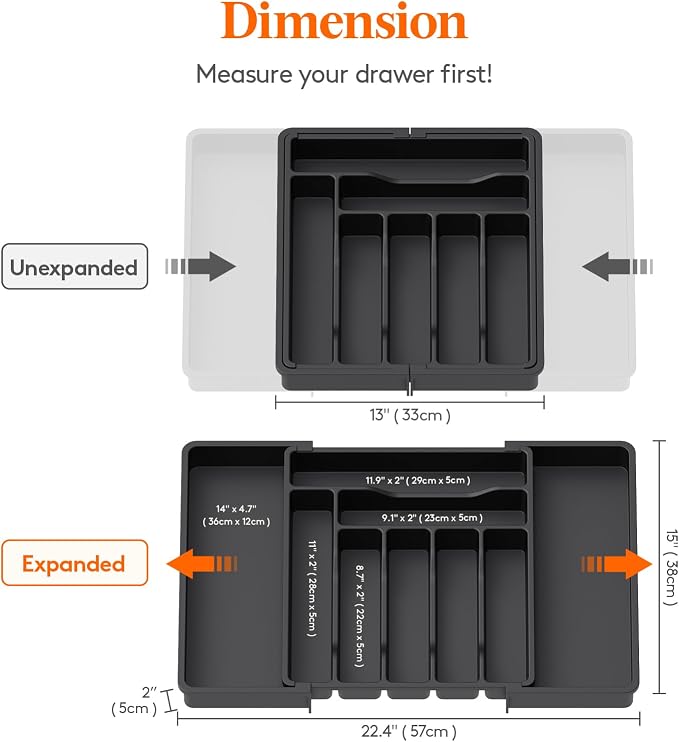 Lifewit Expandable Silverware Drawer Organizer, Kitchen Utensil Tray | BPA-free - Image 3