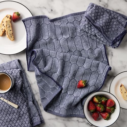 Martha Stewart Honeycomb Chambray Textured Kitchen Towel 4-Pack Set, 100% Cotton - Image 2