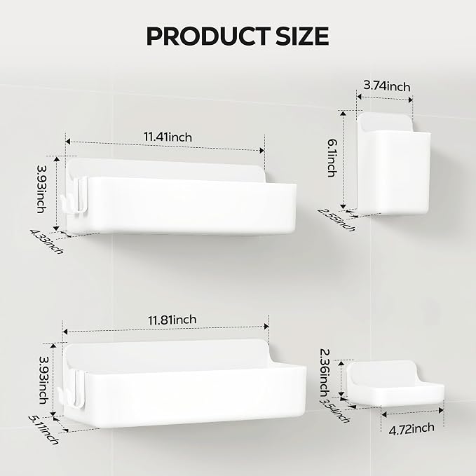 Nieifi Adhesive Shower Shelves, 4 Pieces - Image 2