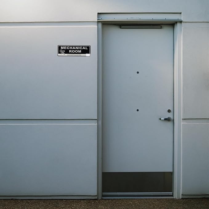 Door Sign,RAMIEYOO Acrylic Authorized Personnel Only Signs for Door,Black and White - 9"x 3" (Mechanical Room)