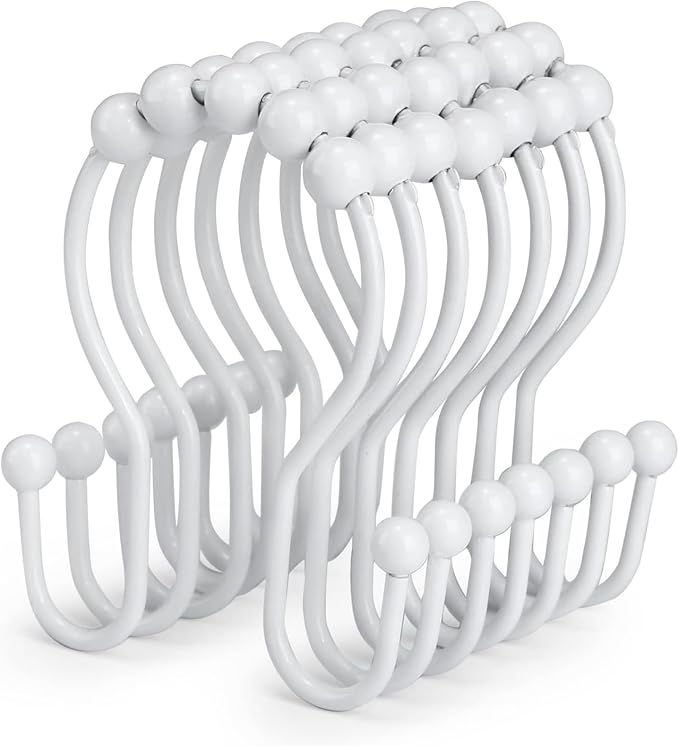 Shower Curtain Hooks, Stainless Steel Shower Curtain Hangers, Double Hook by Goowin