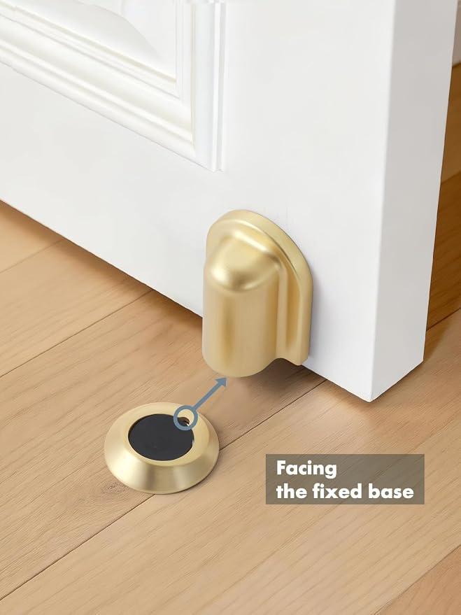 2 Pack Gold Door Stopper Magnetic Door Cathc Brushed Gold Floor Mounted Door - Image 4