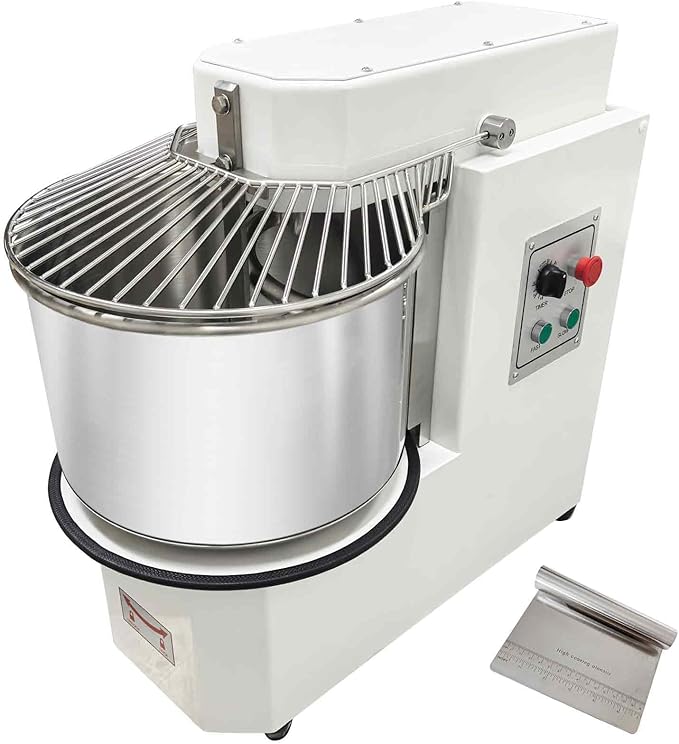 30L Commercial Dough Mixer 110V, Double-Speed Dual-Motion System (Bowl & Spiral Hook) Stainless Steel Dough Kneading Machine, Detachable Bucket, for Mixing Flour
