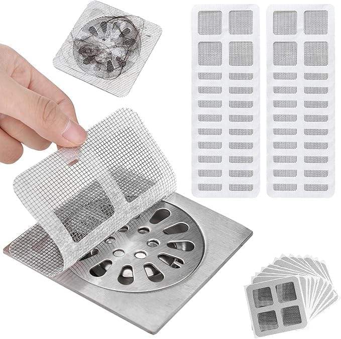 100 Pack Square Disposable Shower Drain Hair Catcher Stickers | Waterproof by SANBIAOPEN
