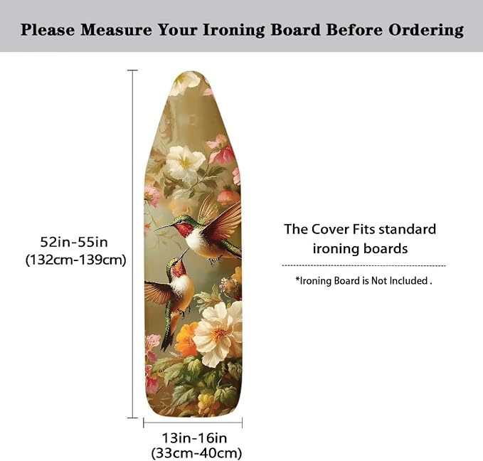 Hummingbird Flower Cover for Ironing Board 15x54 Inch Standard Size Iron Board - Image 5