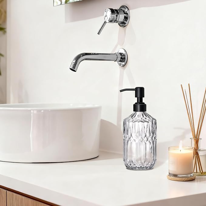 COHOSEGE 17 Oz Clear Glass Kitchen Soap Dispenser - Image 5