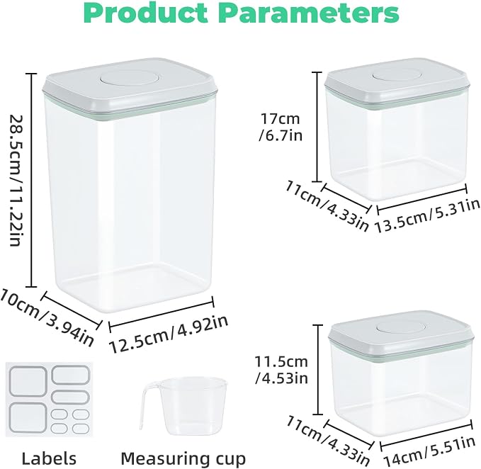 3 Pack Pasta Sugar Storage Containers - Image 3