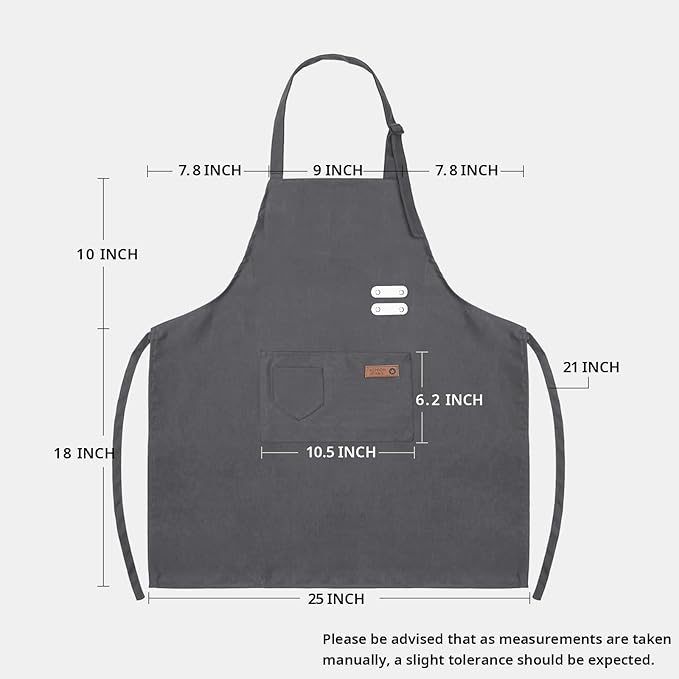 Vinchef New Soft Canvas Apron, Adjustable Neck Strap, Large Pocket, Unisex Kitchen Apron, Cooking Aprons for Women and Men