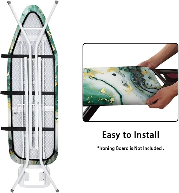 Green Marble Print Ironing Board Cover and Pad 15x54 Inch Standard Size Iron - Image 4