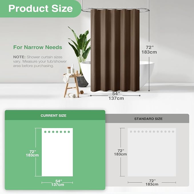 Dynamene Stall Waffle Shower Curtain 256 GSM Heavy Fabric 54x72 Brown - Image 3