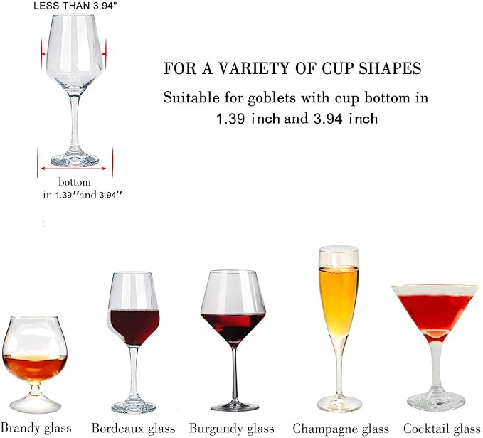 MOCOUM Wine Glasses Rack Under Cabinet Stemware Rack, Wine Glass Hanger Rack Wire Wine Glass Holder Storage Hanger for Cabinet Kitchen Bar (Brown, 4 Rows 1 Pack)