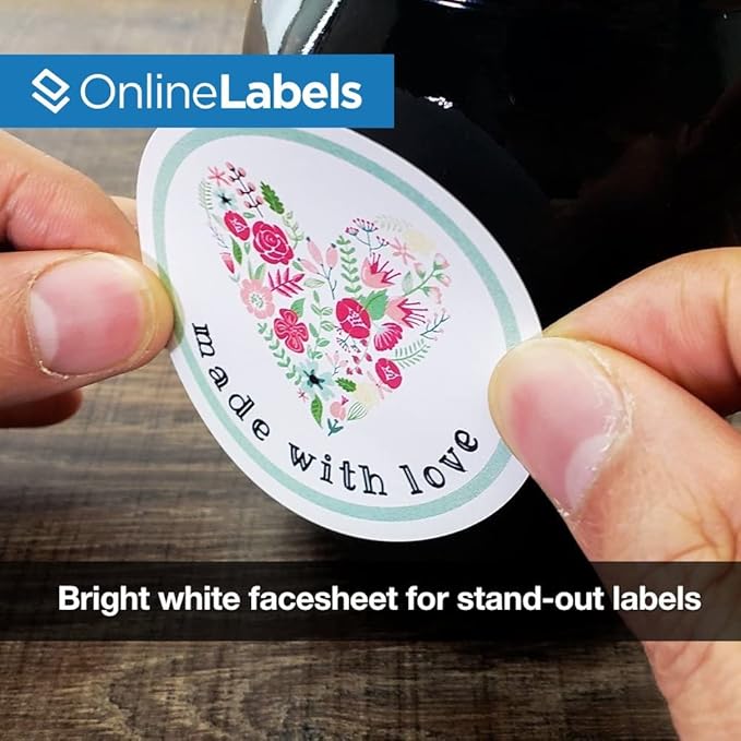 2.5" Round Labels - Permanent Adhesive, White Matte - Great for Candle & Jar Lids, Products, Favor Labels - Pack of 5,000 Circle Stickers, 60,000 Sheets - Inkjet/Laser Printers, OL350WX, OnlineLabels