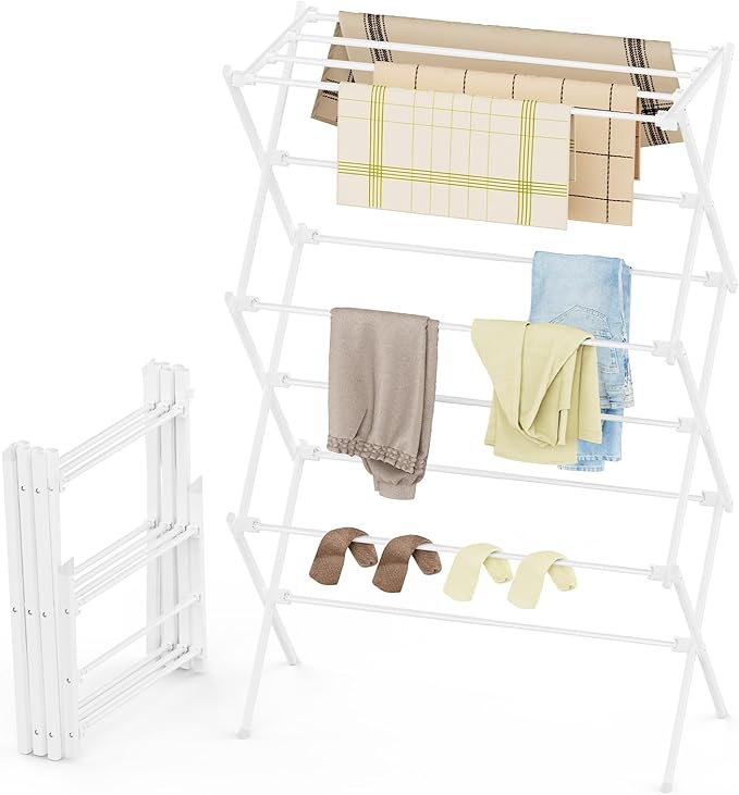 Drying Rack Clothing, 3-Tier Clothes Drying Rack Foldable, Antirust Laundry by Unknown
