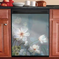 Blooming White Flowers Dishwasher Cover Decorative Magnet, Floral, Rectangular, Vinyl, 23"x17", 1 Count