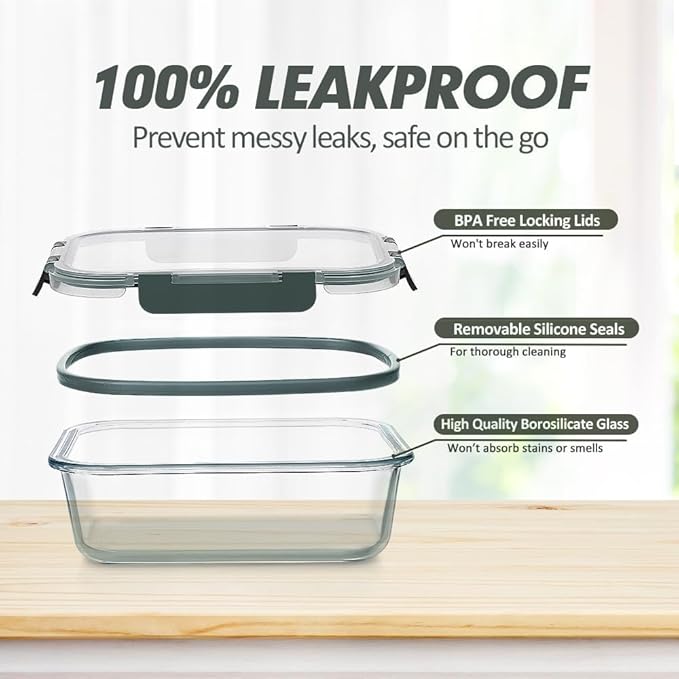 VERONES 12 Packs Glass Food Storage Containers Set - Image 3