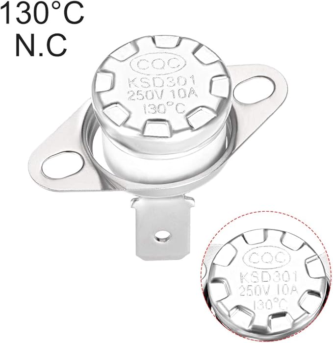 uxcell KSD301 Thermostat 130°C/266°F 10A Normally Closed N.C Adjust Snap Disc Temperature Switch for Microwaves,Oven,Coffee Maker 2pcs,Ceramic Material