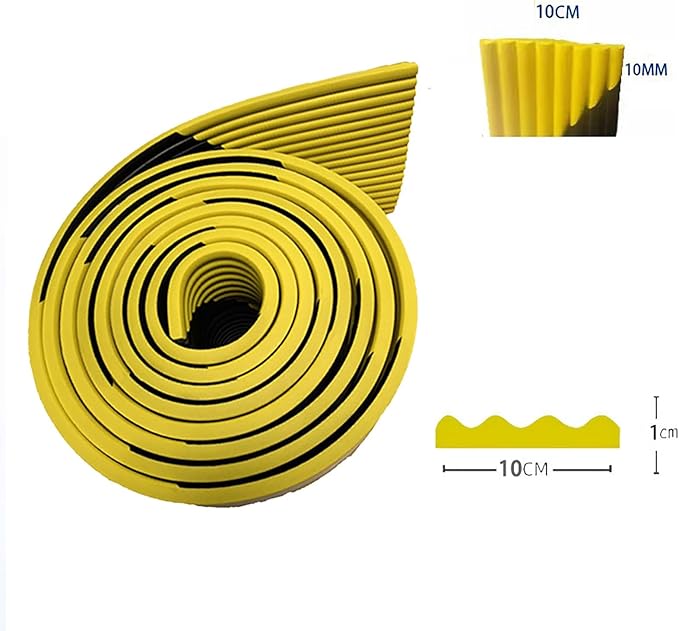 Heavy Duty Wall & Corner Guards 5m Corrugated Self-Adhesive NBR Rubber Protection with Yellow/Black Stripes for Parking Columns & Garage Safety(1PCS,10 cm)