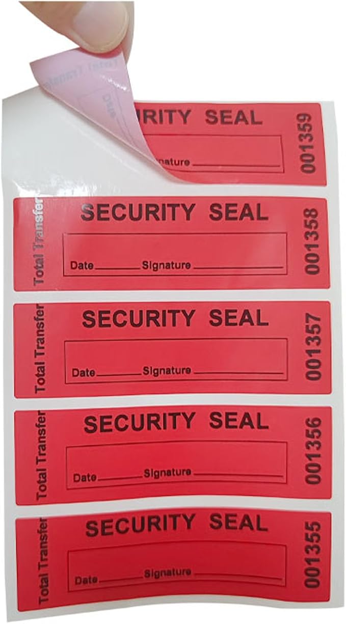 100pcs 1"x3.35" Total Transfer Tamper Evident Stickers, Writable Security Void Labels with Serial Numbers, Torn up Invalid Safety Seals， for Shipping, Privacy Protection (Red, 500pcs)