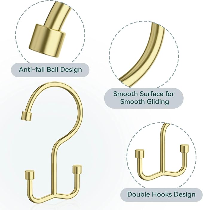 Shower Curtain Hooks, Shower Curtain Rings, Durable Gold Shower Curtain Hangers - Image 4