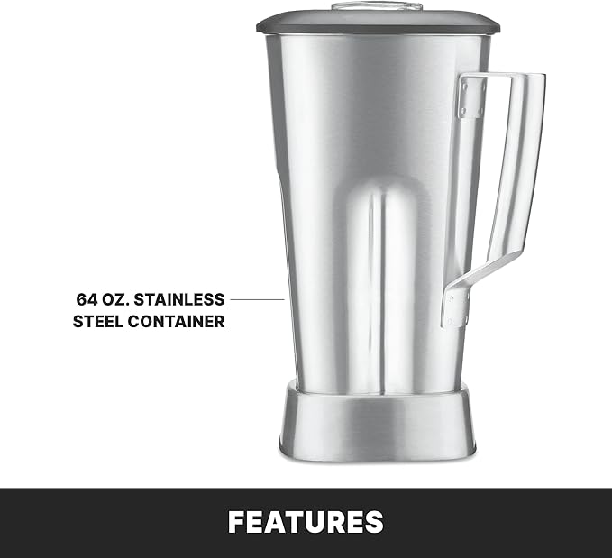 Waring Commercial MX1200XTS 3.5 HP Blender with Variable Speed Dial Speed Controls and a 64 oz. Stainless Steel Container, 120V, 5-15 Phase Plug
