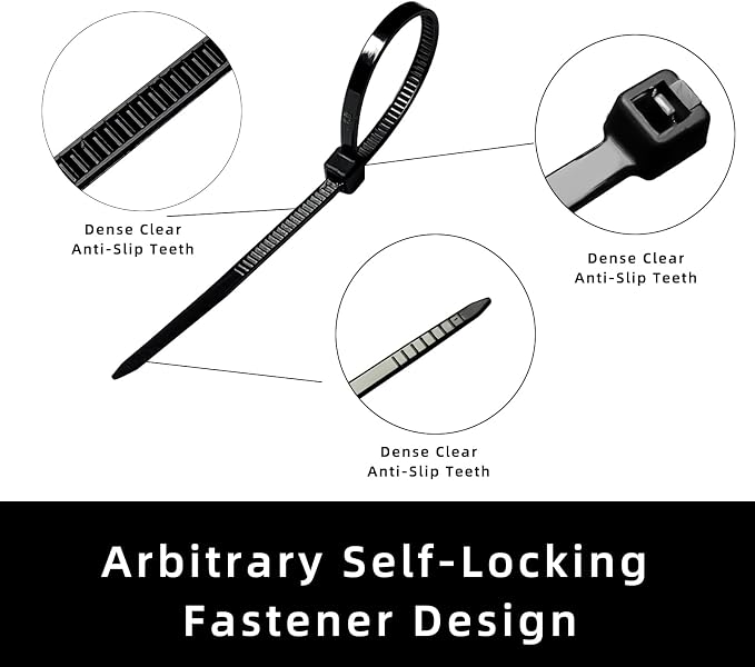 Zip Ties 6 inch, 1000 Pack Black Zip Ties, Self-Locking Nylon Cable Ties - Image 4