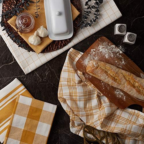 DII Basic Kitchen Large Cotton Dishtowel Set of 5, Honey Gold - Image 4