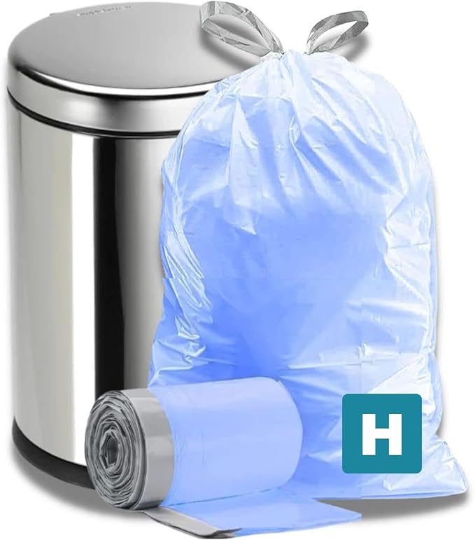 Plasticplace Custom Fit Blue Drawstring Trash Bags, Compatible by Plasticplace
