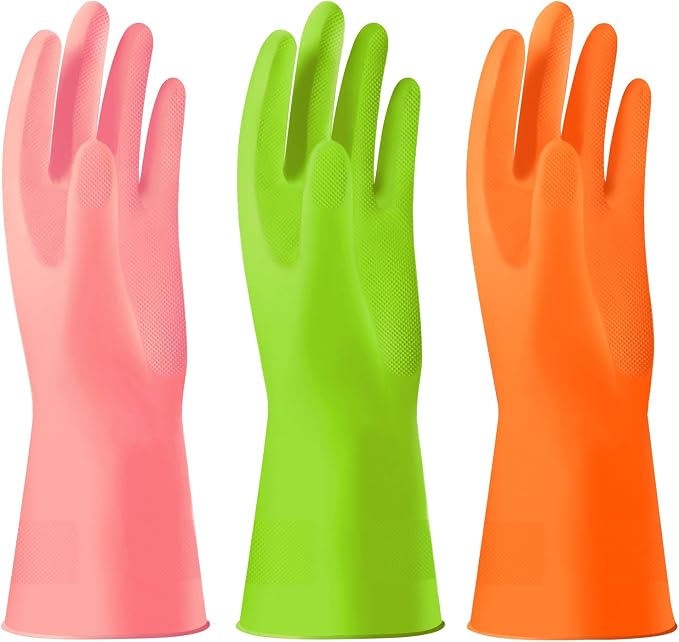 Alimat PluS Rubber Gloves Latex Free, Without Liner, 3 Pairs, Large | Reusable by AlimatPlus