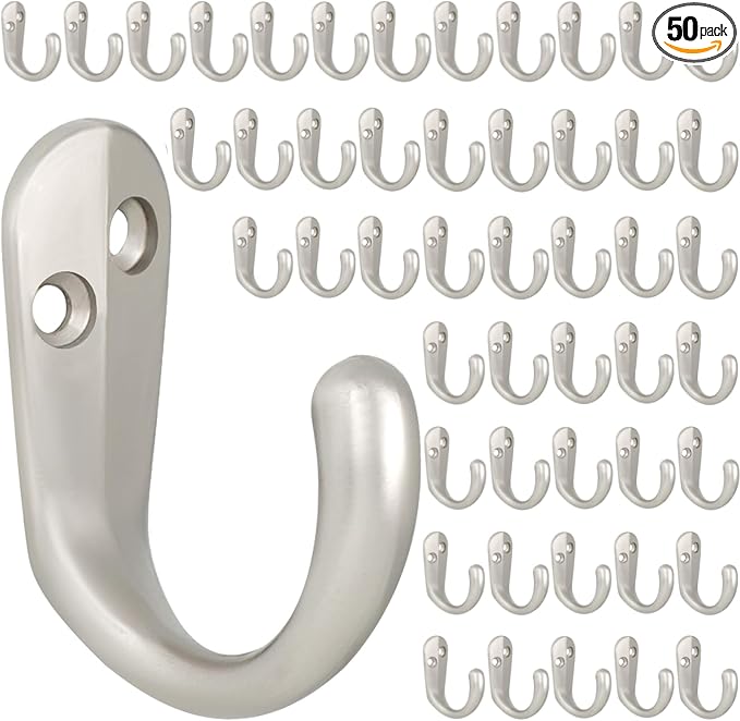 IBosins 50PCS Coat Hooks Wall Mounted Silvery Single Prong Robe Hook by IBosins