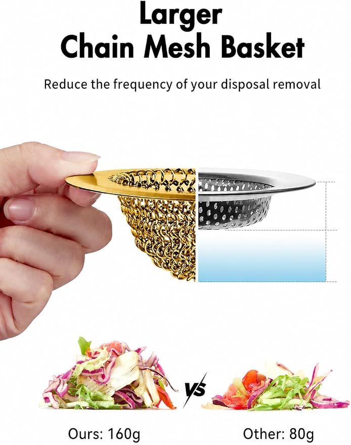 Kitchen Sink Drain Strainer, Patented Reversible Chain Mesh Basket - Image 5