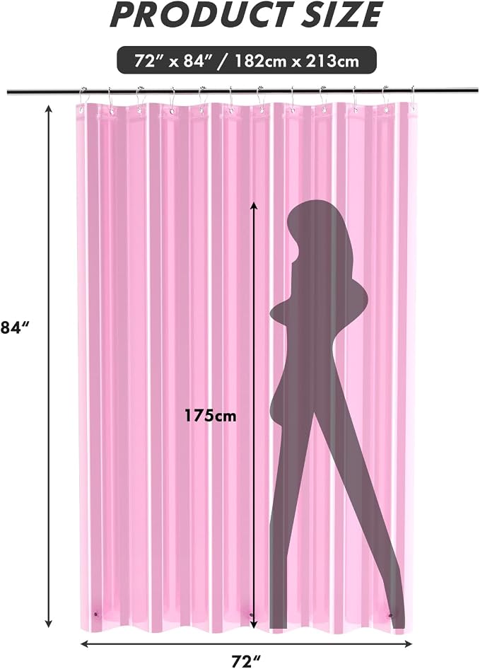 AmazerBath Extra Long Shower Curtain Liner, 72x84 Plastic Shower Curtain Liners - Image 6