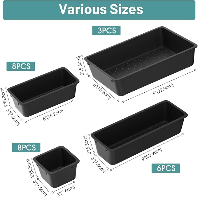 25 PCS Plastic Drawer Organizer Set, Makeup Organizers and Storage Bins | 4 - Image 2