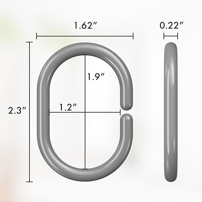 Amazer Grey Shower Curtain Hooks Rings, Plastic Shower Curtain Hooks - Image 4
