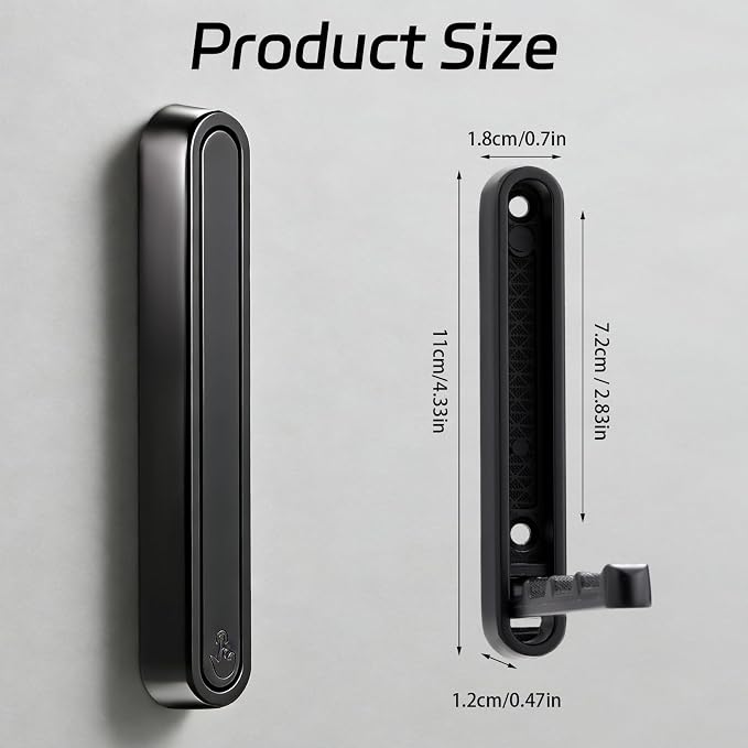 4.33 in Extended Folding Coat Hooks, 2 Pack Black Wall Hooks, Zinc Alloy | 90° - Image 2
