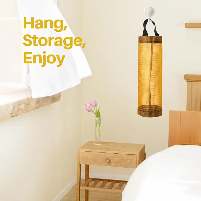 Plastic Bag Holder, Mesh Grocery Bag Holder Hanging Storage Bag Dispenser - Image 6