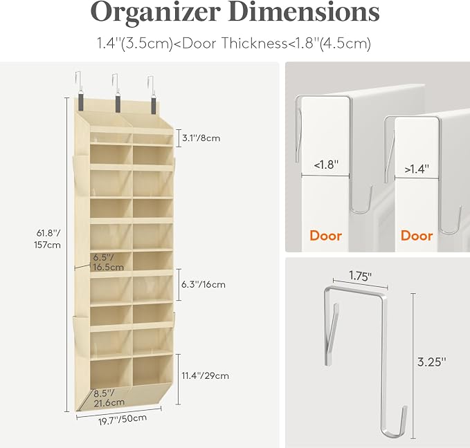 Lifewit 1 Pack Over the Door Organizer, 12 Section Clear Window Hanging Storage - Image 2