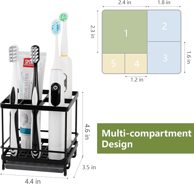 Electric Toothbrush Holders for Bathrooms Toothpaste Organizer, Removable - Image 6