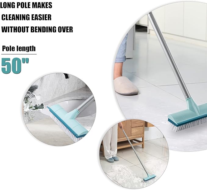 BOOMJOY Floor Scrub Brush with Long Handle, 2 in 1 Scrape and Brush, Stiff - Image 6
