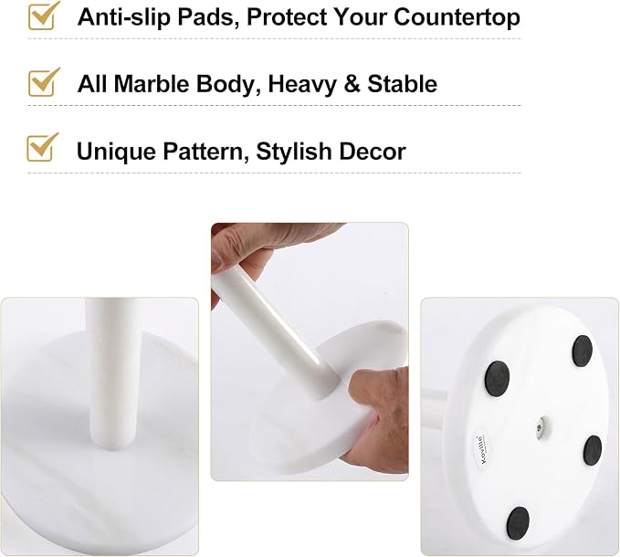 Koville Natural Marble Paper Towel Holder Countertop, - Image 2