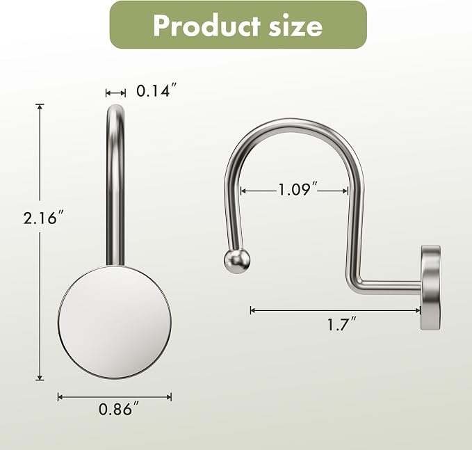 AmazerBath Shower Curtain Hooks Brushed Nickel Shower Curtain Rings, Heavy Duty - Image 5
