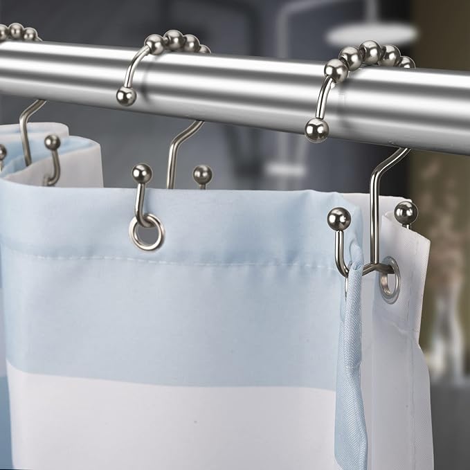 Titanker Shower Curtain Hooks Rings, Rust-Resistant Metal Double Glide Shower - Image 7