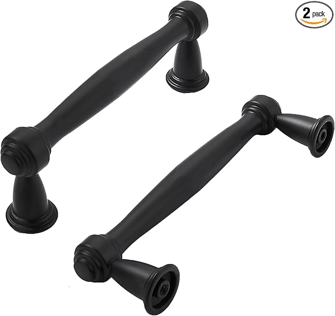 khtumeware 2 Pack 3 Inch(76mm) Black Cabinet Pulls Black Kitchen Matte Black Cabinet Handles Kitchen Cabinet Hardware for Cupboard Drawer Handles Dresser Pulls
