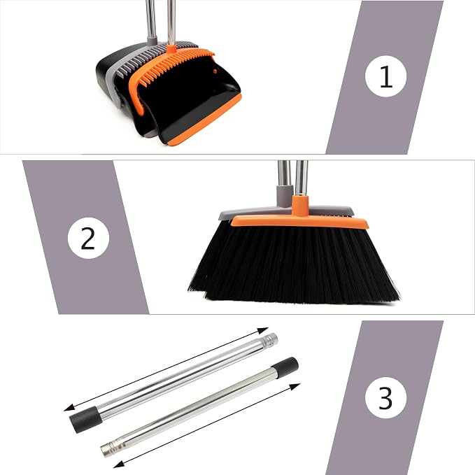Broom and Dustpan Combo Set, Charcoal | Heavy Dust, Dustpans - Image 3